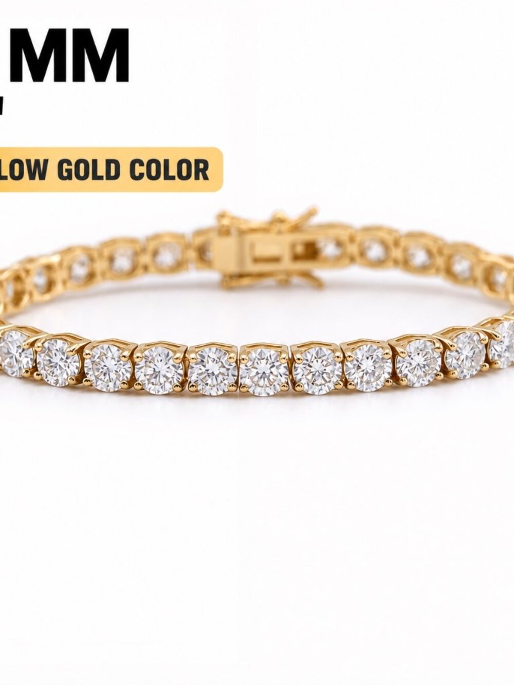 LEKANI 4mm Moissanite Tennis Bracelet S925 Gold 7 in